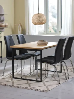 AABENRAA + HAVNDAL Spisebordssæt|AABENRAA L120 bord eg + 4 HAVNDAL stole sort