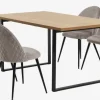 AABENRAA + KOKKEDAL Spisebordssæt|AABENRAA L160 bord eg + 4 KOKKEDAL stole grå velour