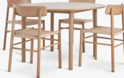 ALSTED + ISLEV Spisebordssæt|ALSTED Ø120 bord eg + 4 ISLEV stole u/armlæn eg