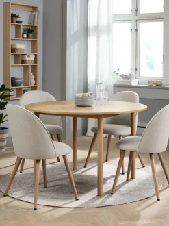 ALSTED + THORUP Spisebordssæt|ALSTED Ø120 bord eg + 4 THORUP stole beige/eg