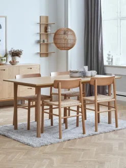 ALSTED + ISLEV Spisebordssæt|ALSTED L160 bord eg + 4 ISLEV stole u/armlæn eg