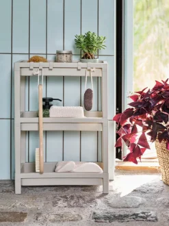 KAREBY Badeværelsesopbevaring|Bruseopbevaring|Badeværelsesreol beige