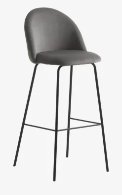 GRINDSTED Barstole Og Barborde|Barstole Og Barborde|Barstol grå velour/sort