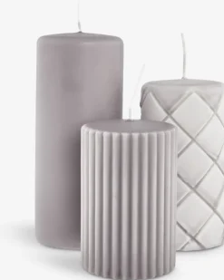 ALFRED Lys Og Servietter|Lys Og Servietter|Bloklys 3 stk/pk Grå