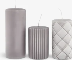 ALFRED Lys Og Servietter|Lys Og Servietter|Bloklys 3 stk/pk Grå