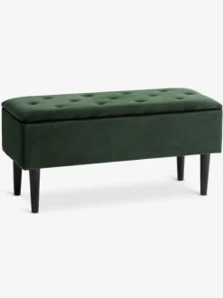 BADSTED Bænke|Entrebænke|Bænk m/opbevaringsplads grøn velour Mørkegrøn