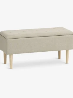 BADSTED Bænke|Entrebænke|Bænk m/opbevaringsplads stof/egefarve Beige