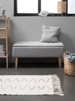 BADSTED Bænke|Entrebænke|Bænk m/opbevaringsplads t stof/egefarve Lysegrå