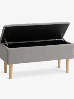 BADSTED Bænke|Entrebænke|Bænk m/opbevaringsplads t stof/egefarve Lysegrå