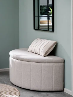 KAPPEL Bænke|Entrebænke|Bænk m/opbevaring lyst sandfarvet stof