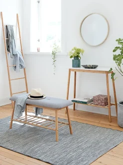 VANDSTED Bænke|Entrebænke|Bænk m/hylde t stof/bambus Grå