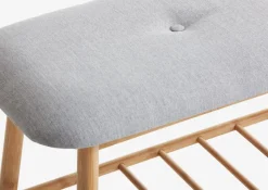 VANDSTED Bænke|Entrebænke|Bænk m/hylde t stof/bambus Grå