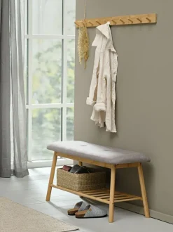 VANDSTED Bænke|Entrebænke|Bænk m/hylde t stof/bambus Grå