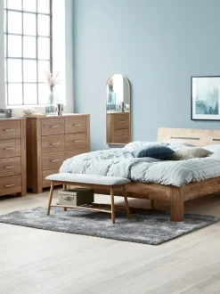 VANDSTED Bænke|Entrebænke|Bænk m/hylde t stof/bambus Grå