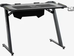 LINDHOLM Skriveborde|Gamer-bord m/LED-lys og kopholder sort