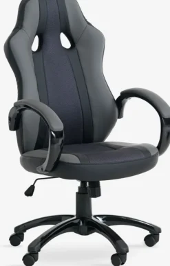 AGGESTRUP Gamer Stole|Gamer-stol grå kunstlæder/sort mesh