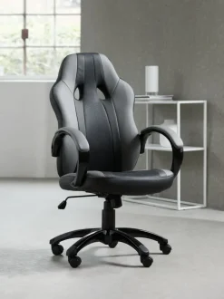 AGGESTRUP Gamer Stole|Gamer-stol grå kunstlæder/sort mesh