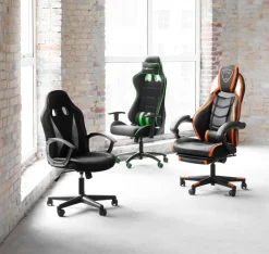 LAMBJERG Gamer Stole|Gamer-stol sort mesh/grøn