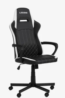 LERBJERG Gamer Stole|Gamer-stol sort/hvid kunstlæder