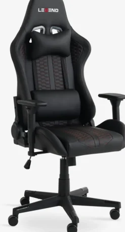 NIBE Gamer Stole|Gamer-stol sort kunstlæder/rød Sort+Rød