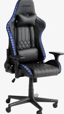 RANUM Gamer Stole|Gamer-stol med LED sort kunstlæder/sort