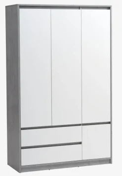 BILLUND Garderobeskabe Med Skydedøre|Garderobeskabe Med Skydedøre|Garderobeskab 119x193 hvid/beton Hvid+Beton