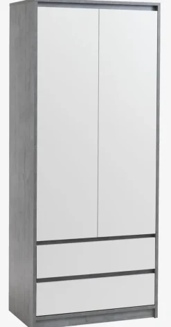 BILLUND Garderobeskabe Med Skydedøre|Garderobeskabe Med Skydedøre|Garderobeskab 80x193 hvid/beton Hvid+Beton