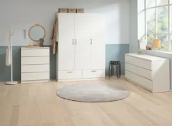 ELLESTED Garderobeskabe Med Skydedøre|Garderobeskabe Med Skydedøre|Garderobeskab 144x200 3 låger 2 skuffer Hvid