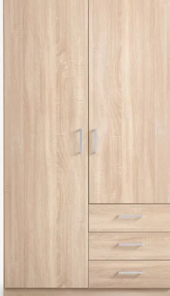 FANDRUP Garderobeskabe Med Skydedøre|Garderobeskabe Med Skydedøre|Garderobeskab 97x176 2 låger 3 skuffer lys egefarve Lyseg