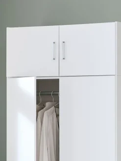 FANDRUP Garderobeskabe Med Skydedøre|Garderobeskabe Med Skydedøre|Garderobeskab 97x176 2 låger 3 skuffer Hvid