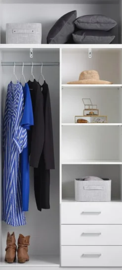 FANDRUP Garderobeskabe Med Skydedøre|Garderobeskabe Med Skydedøre|Garderobeskab 97x176 2 låger 3 skuffer Hvid