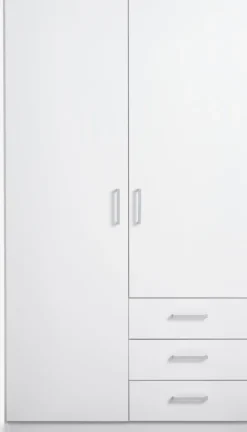 FANDRUP Garderobeskabe Med Skydedøre|Garderobeskabe Med Skydedøre|Garderobeskab 97x176 2 låger 3 skuffer Hvid