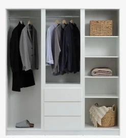 LIMFJORDEN Garderobeskabe Med Skydedøre|Garderobeskabe Med Skydedøre|Garderobeskab 180x200 kombi Hvid