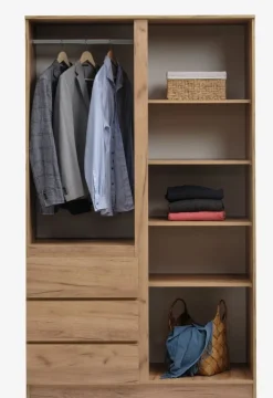 LIMFJORDEN Garderobeskabe Med Skydedøre|Garderobeskabe Med Skydedøre|Garderobeskab 120x200 kombi naturlig efarve Eg