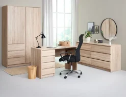 LIMFJORDEN Garderobeskabe Med Skydedøre|Garderobeskabe Med Skydedøre|Garderobeskab 120x200 kombi lys egefarve Lyseg