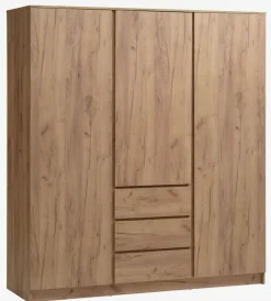 LIMFJORDEN Garderobeskabe Med Skydedøre|Garderobeskabe Med Skydedøre|Garderobeskab 180x200 kombi naturlig efarve Eg