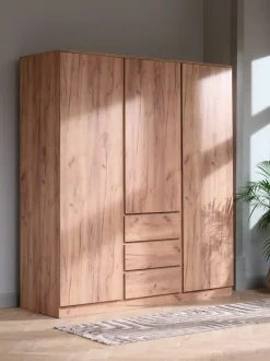 LIMFJORDEN Garderobeskabe Med Skydedøre|Garderobeskabe Med Skydedøre|Garderobeskab 180x200 kombi naturlig efarve Eg