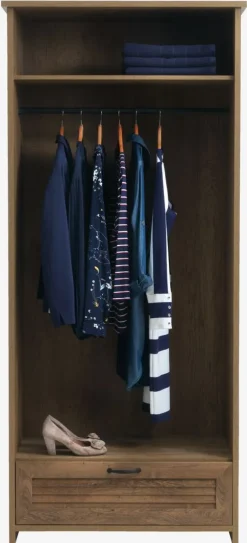 MANDERUP Garderobeskabe Med Skydedøre|Garderobeskabe Med Skydedøre|Garderobeskab 88x199 2 låger vild eg farve