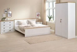 MARKSKEL Garderobeskabe Med Skydedøre|Garderobeskabe Med Skydedøre|Garderobeskab 112x210 hvid/egefarve