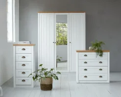 MARKSKEL Garderobeskabe Med Skydedøre|Garderobeskabe Med Skydedøre|Garderobeskab 162x210 hvid/egefarve