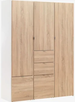 NAUTRUP Garderobeskabe Med Skydedøre|Garderobeskabe Med Skydedøre|Garderobeskab 149x200 3 låger egefarve/hvid