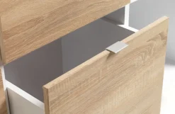 NAUTRUP Garderobeskabe Med Skydedøre|Garderobeskabe Med Skydedøre|Garderobeskab 149x200 3 låger egefarve/hvid