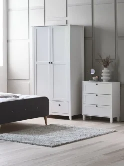 NORDBY Garderobeskabe Med Skydedøre|Garderobeskabe Med Skydedøre|Garderobeskab 105x200 2 låger 2 skuffer hvid