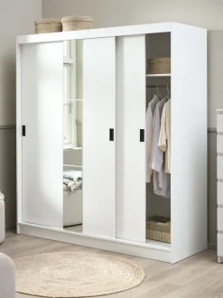 ODDER Garderobeskabe Med Skydedøre|Garderobeskabe Med Skydedøre|Garderobeskab 179x201 3 skydedøre m/spejl hvid