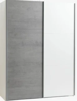 TARP Garderobeskabe Med Skydedøre|Garderobeskabe Med Skydedøre|Garderobeskab 151x201 beton/hvid Hvid+Beton