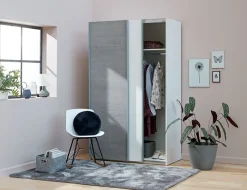 TARP Garderobeskabe Med Skydedøre|Garderobeskabe Med Skydedøre|Garderobeskab 151x201 beton/hvid Hvid+Beton