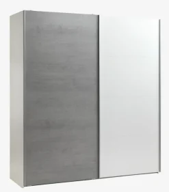 TARP Garderobeskabe Med Skydedøre|Garderobeskabe Med Skydedøre|Garderobeskab 202x221 beton/hvid Hvid+Beton