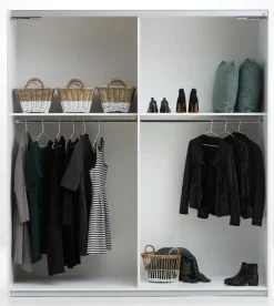 TARP Garderobeskabe Med Skydedøre|Garderobeskabe Med Skydedøre|Garderobeskab 202x221 højglans/hvid Hvidhøjglans+Hvid