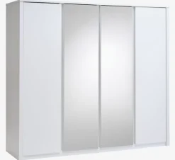 VEDDE Garderobeskabe Med Skydedøre|Garderobeskabe Med Skydedøre|Garderobeskab 220x197 m/spejl Hvid