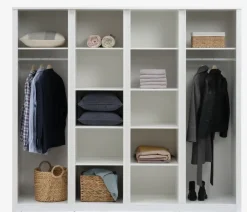 VEDDE Garderobeskabe Med Skydedøre|Garderobeskabe Med Skydedøre|Garderobeskab 220x197 m/spejl Hvid